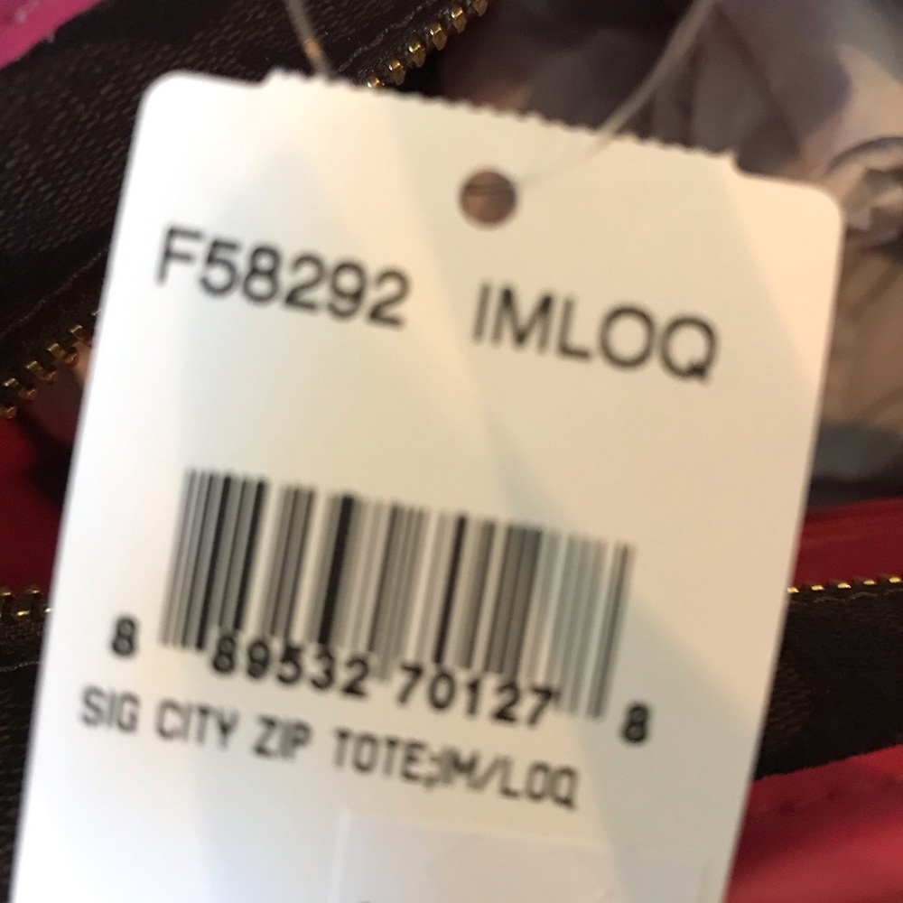 Coach signature city zip strawberry tote brown - Picture 7 of 8